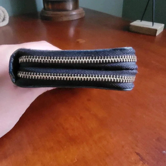 Coach F53937 Double Zip Wallet Signature Coated Canvas Black Brown - Picture 6 of 16